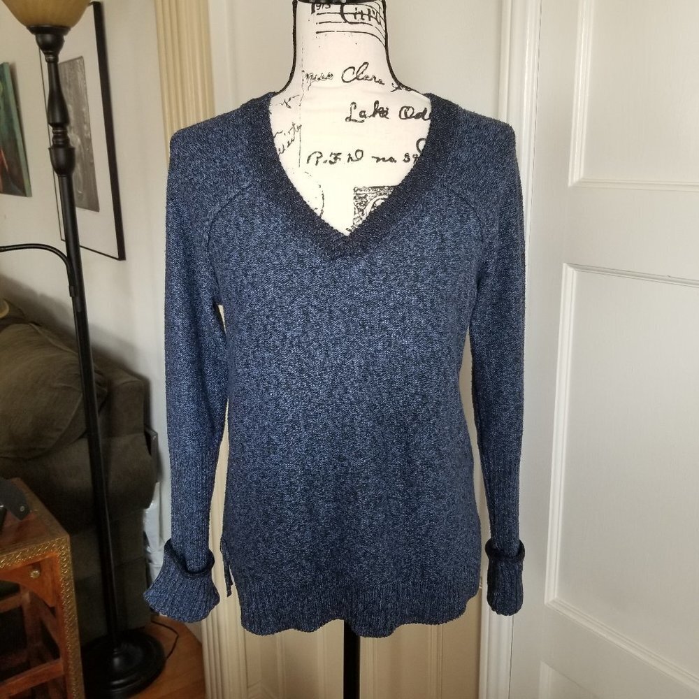 Democracy Dark Blue V-Neck Knit Sweater